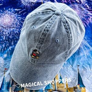 Disney Parks Embroidered Mickey Mouse Denim Baseball Hat Cap Adjustable